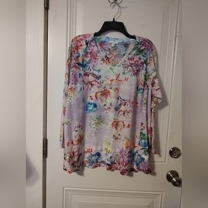 Floral V-Neck Women's Top